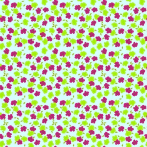 buttercup ditsy floral luminous lime and deep pink with green and blue