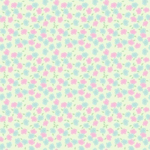 Buttercup Ditsy Floral Pink Blue Green and Lemon-Green