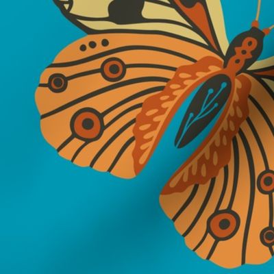 Boho Butterfly - Teal Background
