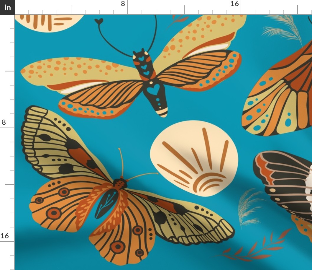 Boho Butterfly - Teal Background