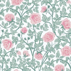 [Wallpaper] Vintage rose vines in classic romantic victorian aesthetic palette green pink pastel  Elegance color glam cottagecore floral  minimalist subdued