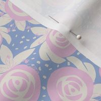 MEDIUM: Whimsical Rosebuds: Playful carnation pink roses and white leaves
