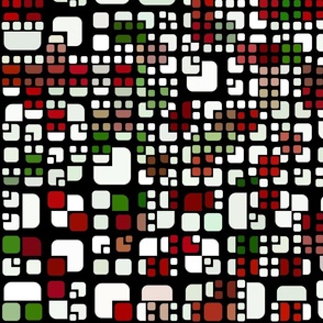 Groovy Boho Funky Geometric Midcentury Modern Bold Red and Green Christmas Pattern Abstract Digital Art