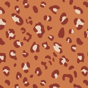 large retro preppy leo print - terracotta ginger brown and rust red