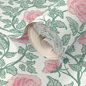 [Medium] Vintage rose vines in classic romantic victorian aesthetic palette green pink pastel  Elegance color glam cottagecore floral  minimalist subdued