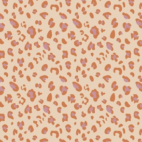 small retro preppy leo print - buff tan terracotta ginger brown and mauve lilac