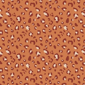 small retro preppy leo print - terracotta ginger brown and rust red