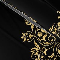 Personalized Initials Dark Academia Black and Gold Elegant Fabric ,  Wallpaper ,  Living & Decor ,  Dining ,  Bedding , 