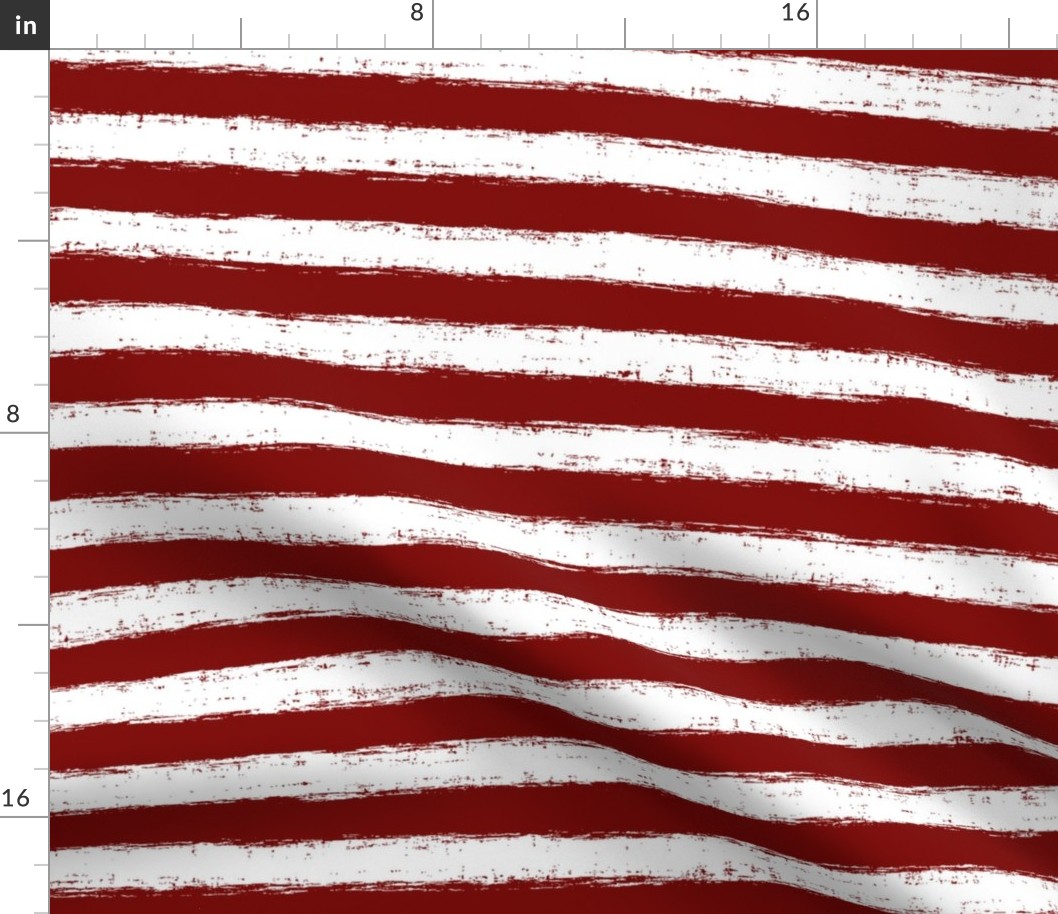 Horizontal White Distressed Stripes on Brick Red