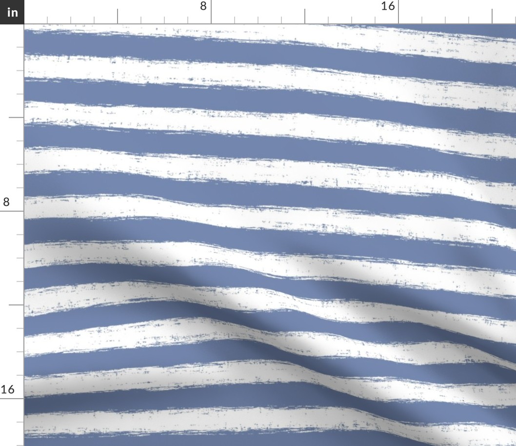 Horizontal White Distressed Stripes on Dusty Blue