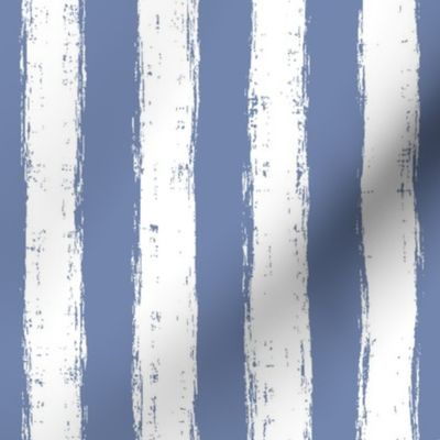 Vertical White Distressed Stripes on Dusty Blue