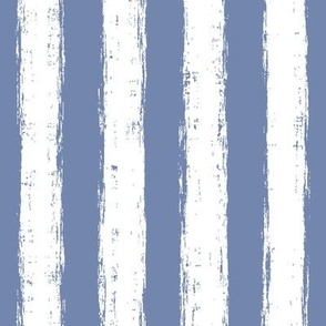 Vertical White Distressed Stripes on Dusty Blue