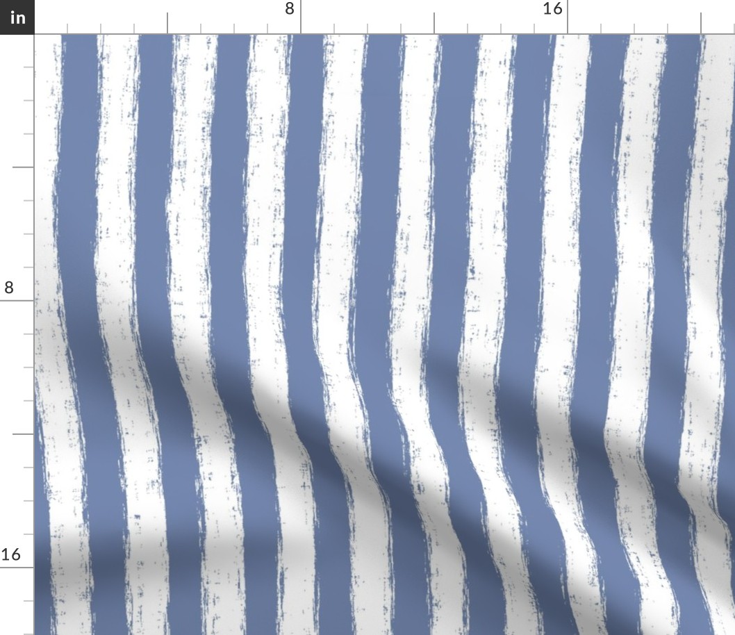 Vertical White Distressed Stripes on Dusty Blue