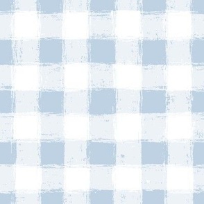 Distressed Gingham White and Fog Blue