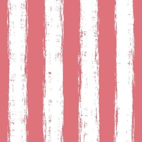 Vertical White Distressed Stripes on Watermelon Coral