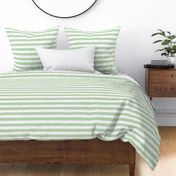 Horizontal White Distressed Stripes on Light Sage Green