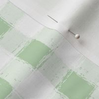 Distressed Gingham White and Light Sage Green