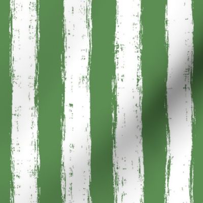 Vertical White Distressed Stripes on Kelly Green