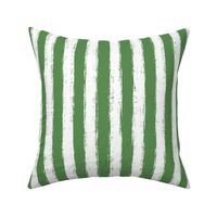 Vertical White Distressed Stripes on Kelly Green