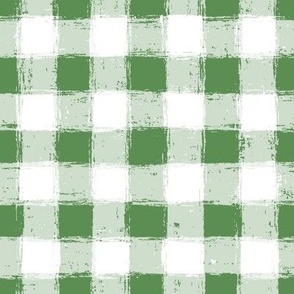 Distressed Gingham White and Kelly Green