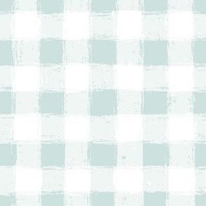 Distressed Gingham White and Sea Glass