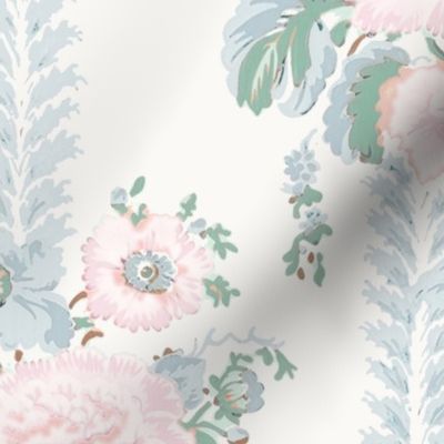 Hollis Floral Stripe Light Pink and Pale Blue