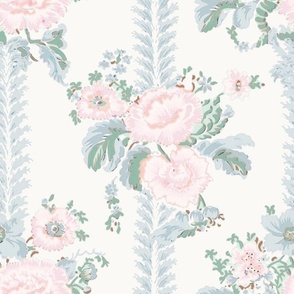 Hollis Floral Stripe Light Pink and Pale Blue