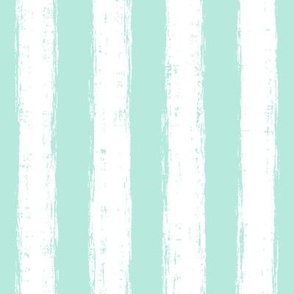 Vertical White Distressed Stripes on Soft Mint