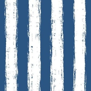 Vertical White Distressed Stripes on Aegean Blue