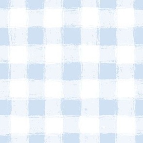 Distressed Gingham White and Light Blue