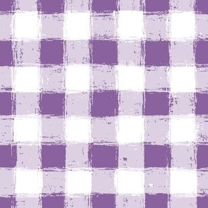 Distressed Gingham White and Orchid