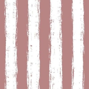 Vertical White Distressed Stripes on Dusty Rose