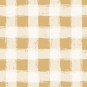 Distressed Gingham White and Honey