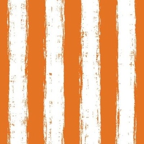 Vertical White Distressed Stripes on Carrot Orange