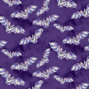 Illustrated Bats Hand Drawn Purple Bats Flying at Night Medium Scale
