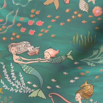 Mermaid Music {Sea Green/Peach}