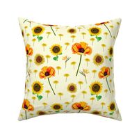 Realistic Hand-painted Florals in Cream - (XL)