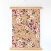 Snake and peony (antique gold) LRG