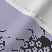 whimsy goth flower ladybug stamp - monochrome lavender purple and black - large