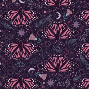Whimsigothic monarch butterflies in pink