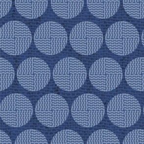 Woven Circles Tone on Tone Blue - Large