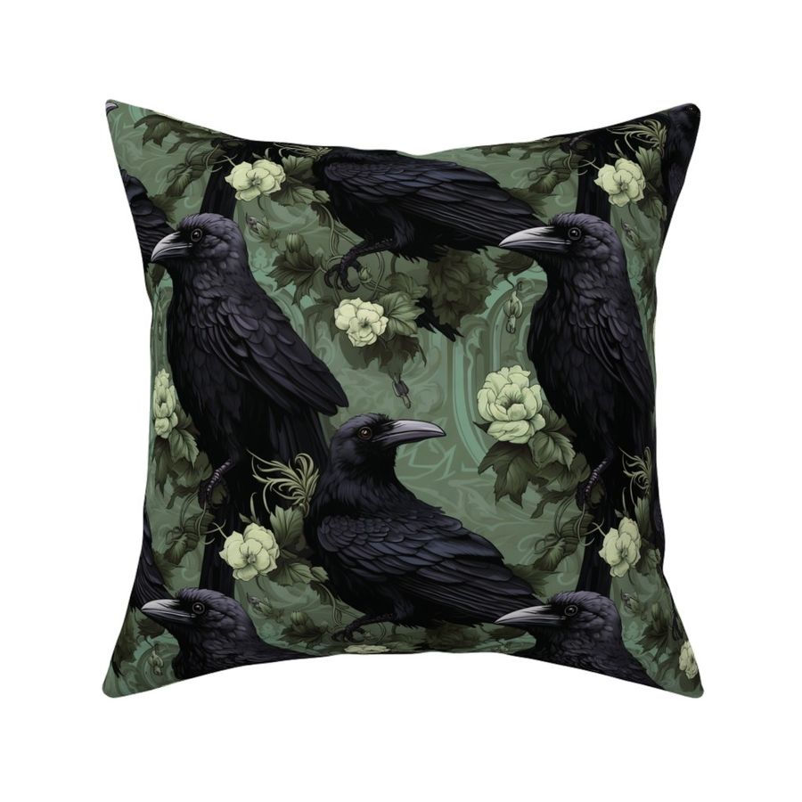 Minty Fresh Ravens Fabric Spoonflower