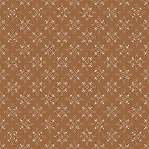 (S) white delicate floral ornaments on brown