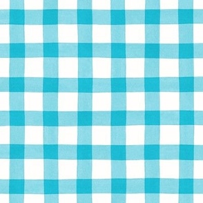 Blue Watercolor on Off-White Gingham