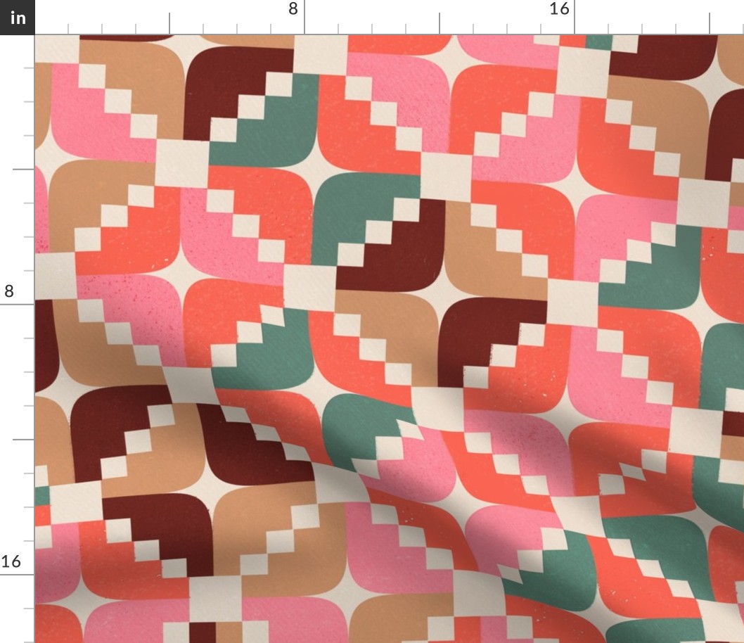 Maximalist Pink And Orange Christmas Quilt 