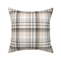 6" Plaid in beige, grey, white, taupe and brown