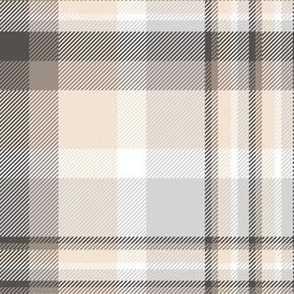 6" Plaid in beige, grey, white, taupe and brown