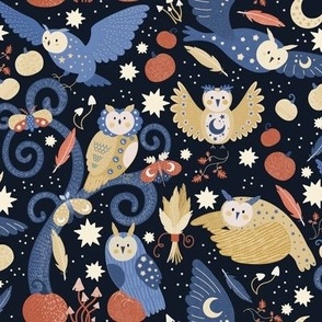 Charming Owls Enchanted by the Moonlight