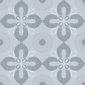 (M) floral ornaments Greek style in muted grey
