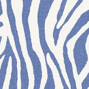 Faux linen textured boho, maximalist, abstract zebra stripes // cornflower blue